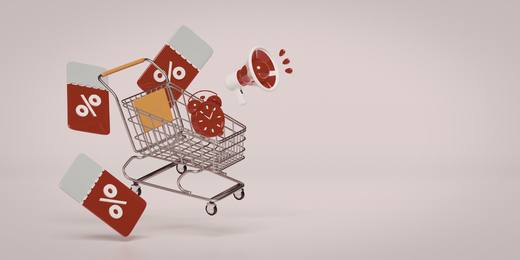 Discount tags in a shopping trolley